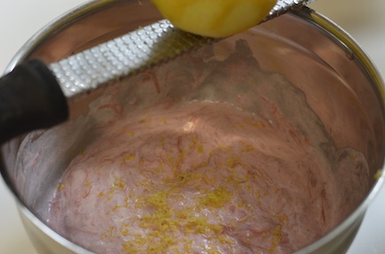 Adding lemon zest to rhubarb fool www.alicedishes.com