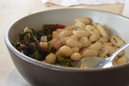 Rosemary simmered beans and greens
