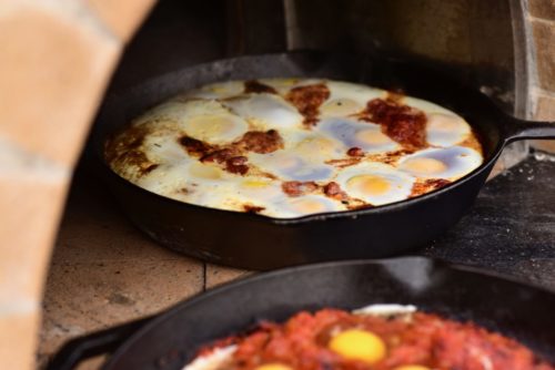 shakshuka cooked in a wood oven