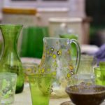 Green Murano glass at Petersham nurseries