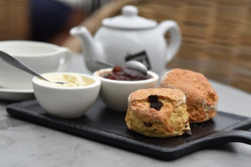 Clotted cream tea at Carbis Bay in Cornwall